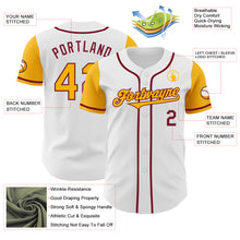 Load image into Gallery viewer, Custom White Gold-Crimson Authentic Two Tone Baseball Jersey