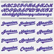 Load image into Gallery viewer, Custom White Purple-Light Blue Authentic Two Tone Baseball Jersey