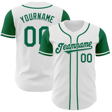 Load image into Gallery viewer, Custom White Kelly Green Authentic Two Tone Baseball Jersey