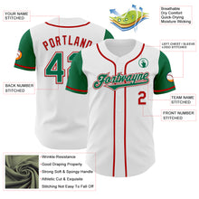 Load image into Gallery viewer, Custom White Kelly Green-Red Authentic Two Tone Baseball Jersey