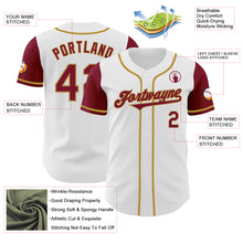 Load image into Gallery viewer, Custom White Crimson-Old Gold Authentic Two Tone Baseball Jersey
