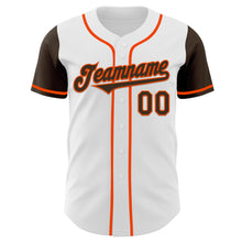 Load image into Gallery viewer, Custom White Brown-Orange Authentic Two Tone Baseball Jersey
