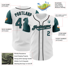 Load image into Gallery viewer, Custom White Midnight Green-Black Authentic Two Tone Baseball Jersey