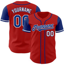 Load image into Gallery viewer, Custom Red Royal-White Authentic Two Tone Baseball Jersey