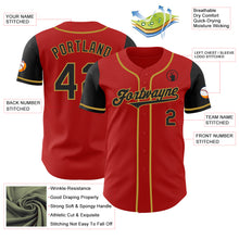 Load image into Gallery viewer, Custom Red Black-Old Gold Authentic Two Tone Baseball Jersey