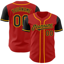 Load image into Gallery viewer, Custom Red Black-Gold Authentic Two Tone Baseball Jersey