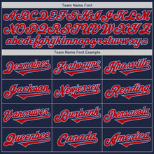 Load image into Gallery viewer, Custom Navy Red-Light Blue Authentic Two Tone Baseball Jersey