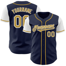 Load image into Gallery viewer, Custom Navy Old Gold-White Authentic Two Tone Baseball Jersey