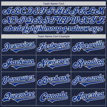 Load image into Gallery viewer, Custom Navy Royal-White Authentic Two Tone Baseball Jersey