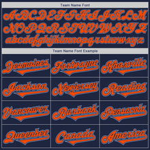 Load image into Gallery viewer, Custom Navy Orange-Light Blue Authentic Two Tone Baseball Jersey