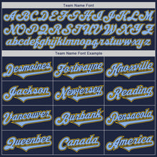 Load image into Gallery viewer, Custom Navy Light Blue-Yellow Authentic Two Tone Baseball Jersey