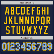 Load image into Gallery viewer, Custom Navy Light Blue-Yellow Authentic Two Tone Baseball Jersey