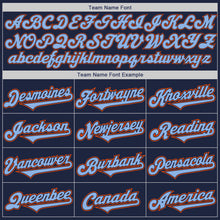 Load image into Gallery viewer, Custom Navy Light Blue-Orange Authentic Two Tone Baseball Jersey