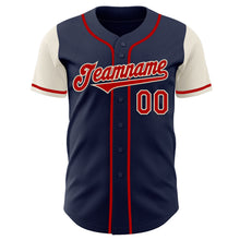 Load image into Gallery viewer, Custom Navy Red-Cream Authentic Two Tone Baseball Jersey