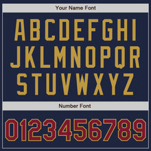 Load image into Gallery viewer, Custom Navy Crimson-Old Gold Authentic Two Tone Baseball Jersey