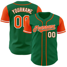 Load image into Gallery viewer, Custom Kelly Green Orange-White Authentic Two Tone Baseball Jersey
