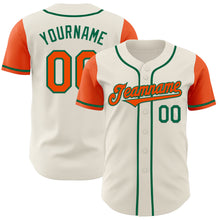 Load image into Gallery viewer, Custom Cream Orange-Kelly Green Authentic Two Tone Baseball Jersey