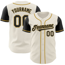 Load image into Gallery viewer, Custom Cream Black-Old Gold Authentic Two Tone Baseball Jersey