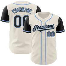 Load image into Gallery viewer, Custom Cream Black-Light Blue Authentic Two Tone Baseball Jersey