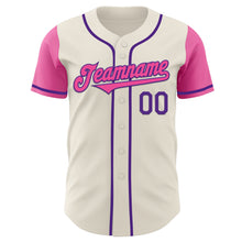 Load image into Gallery viewer, Custom Cream Pink-Purple Authentic Two Tone Baseball Jersey