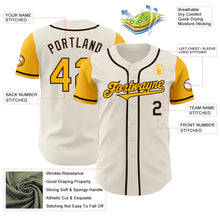 Load image into Gallery viewer, Custom Cream Gold-Brown Authentic Two Tone Baseball Jersey