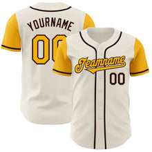 Load image into Gallery viewer, Custom Cream Gold-Brown Authentic Two Tone Baseball Jersey