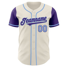 Load image into Gallery viewer, Custom Cream Purple-Light Blue Authentic Two Tone Baseball Jersey