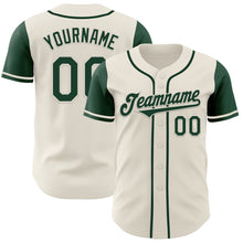 Load image into Gallery viewer, Custom Cream Green Authentic Two Tone Baseball Jersey