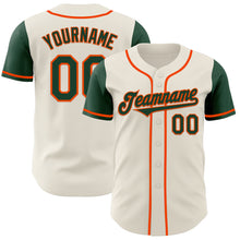Load image into Gallery viewer, Custom Cream Green-Orange Authentic Two Tone Baseball Jersey