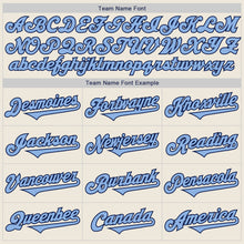 Load image into Gallery viewer, Custom Cream Light Blue-Navy Authentic Two Tone Baseball Jersey