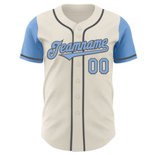 Load image into Gallery viewer, Custom Cream Light Blue-Steel Gray Authentic Two Tone Baseball Jersey