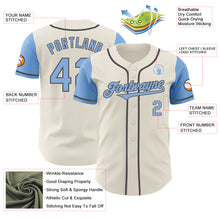 Load image into Gallery viewer, Custom Cream Light Blue-Steel Gray Authentic Two Tone Baseball Jersey