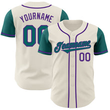 Load image into Gallery viewer, Custom Cream Teal-Purple Authentic Two Tone Baseball Jersey