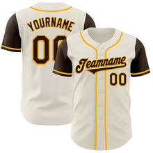 Load image into Gallery viewer, Custom Cream Brown-Gold Authentic Two Tone Baseball Jersey