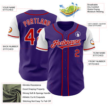 Load image into Gallery viewer, Custom Purple Red-White Authentic Two Tone Baseball Jersey
