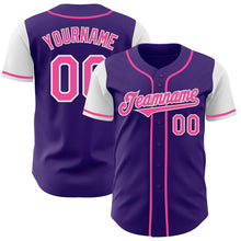 Load image into Gallery viewer, Custom Purple Pink-White Authentic Two Tone Baseball Jersey