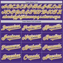 Load image into Gallery viewer, Custom Purple Old Gold-White Authentic Two Tone Baseball Jersey