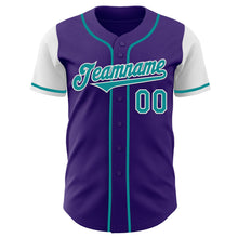Load image into Gallery viewer, Custom Purple Teal-White Authentic Two Tone Baseball Jersey