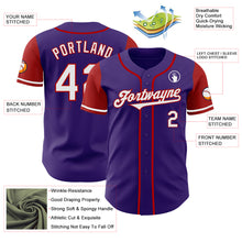Load image into Gallery viewer, Custom Purple White-Red Authentic Two Tone Baseball Jersey