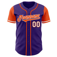 Load image into Gallery viewer, Custom Purple Orange-White Authentic Two Tone Baseball Jersey