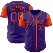 Load image into Gallery viewer, Custom Purple Orange Authentic Two Tone Baseball Jersey