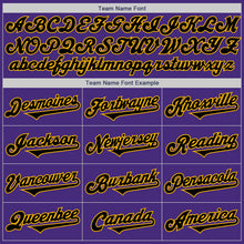 Load image into Gallery viewer, Custom Purple Black-Gold Authentic Two Tone Baseball Jersey