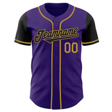 Load image into Gallery viewer, Custom Purple Black-Old Gold Authentic Two Tone Baseball Jersey