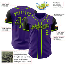 Load image into Gallery viewer, Custom Purple Black-Neon Green Authentic Two Tone Baseball Jersey