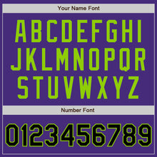 Load image into Gallery viewer, Custom Purple Black-Neon Green Authentic Two Tone Baseball Jersey