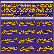 Load image into Gallery viewer, Custom Purple Gold-Black Authentic Two Tone Baseball Jersey