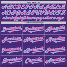 Load image into Gallery viewer, Custom Purple Light Blue-Pink Authentic Two Tone Baseball Jersey