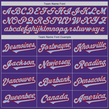 Load image into Gallery viewer, Custom Purple Light Blue-Red Authentic Two Tone Baseball Jersey