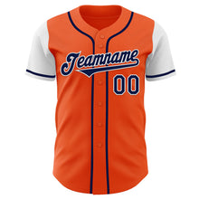 Load image into Gallery viewer, Custom Orange Navy-White Authentic Two Tone Baseball Jersey