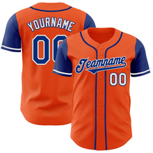 Load image into Gallery viewer, Custom Orange Royal-White Authentic Two Tone Baseball Jersey